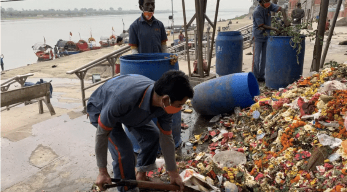 Sacred Ganges cleared of floral waste