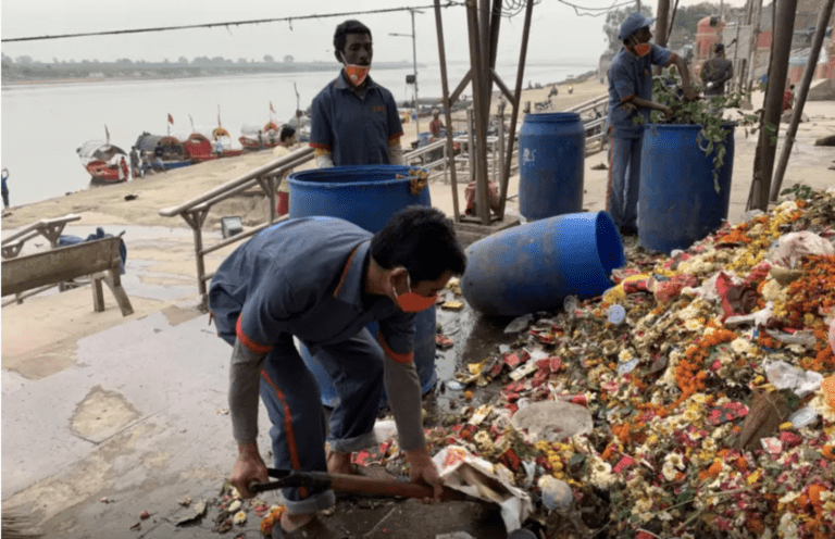 Sacred Ganges cleared of floral waste