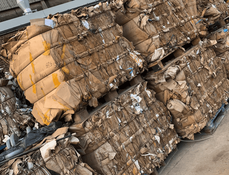 baled cardboard waste